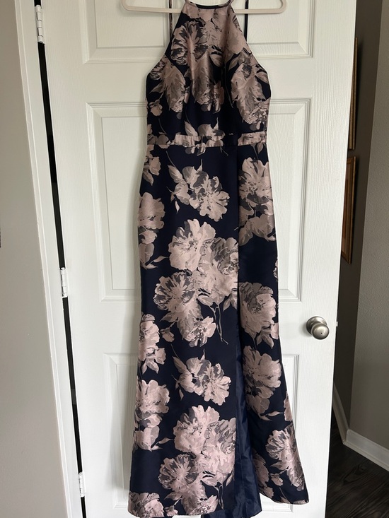 Xscape Dresses & Skirts - Xscape Navy Maxi Dress with Blush Floral Print